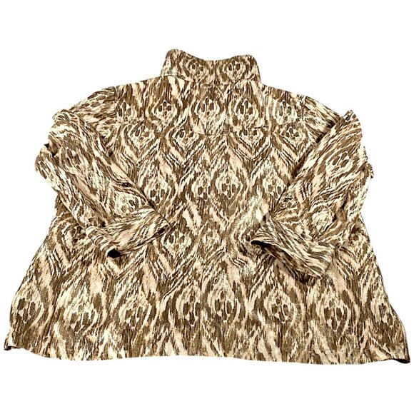 Chicos Jacket Womens 3 US XL Beige Brown Inkat Utility Relaxed Safari Lagenlook - Picture 2 of 16